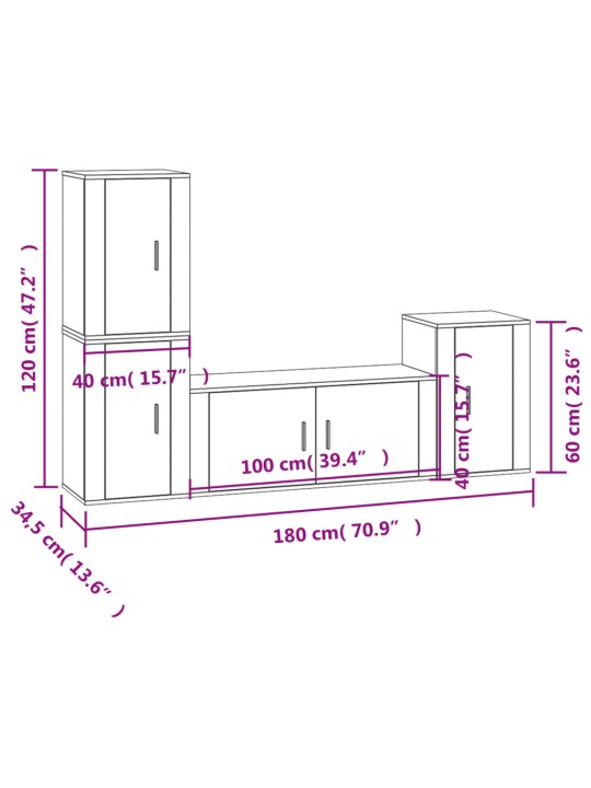 4-osaline telerikappide komplekt, betoonhall, tehispuit