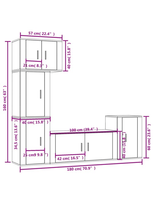 5-osaline telerikappide komplekt, betoonhall, tehispuit