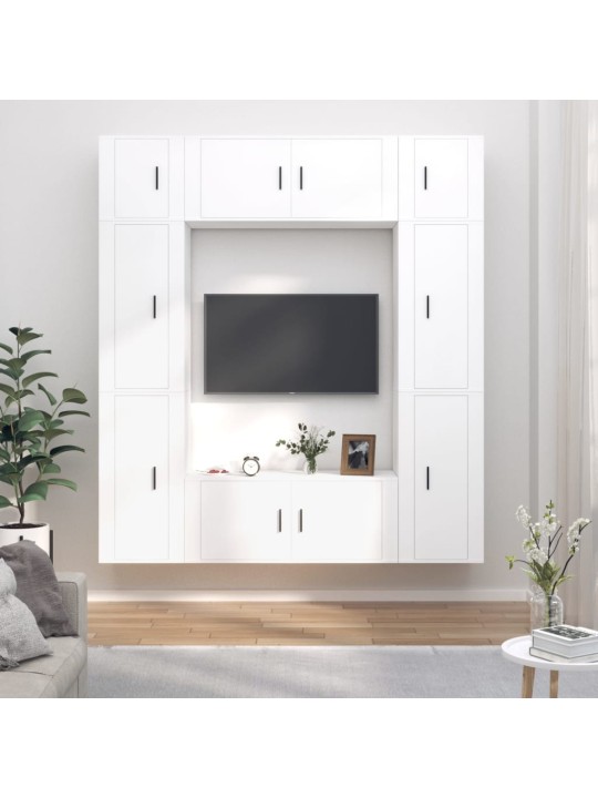 8-osaline telerikappide komplekt, valge, tehispuit