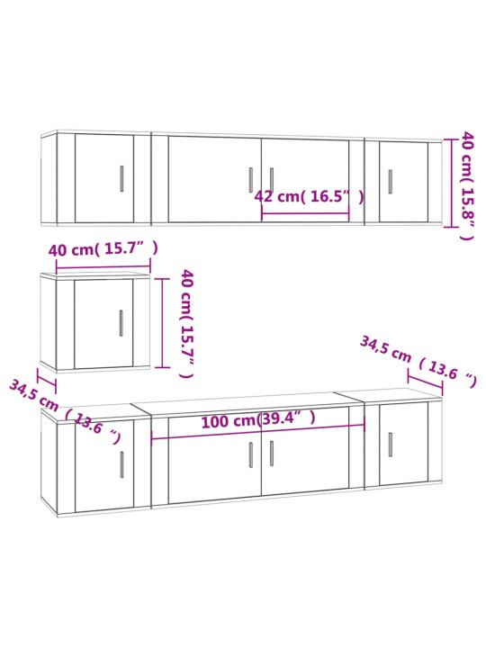 7 -osaline telerikappide komplekt, betoonhall, tehispuit