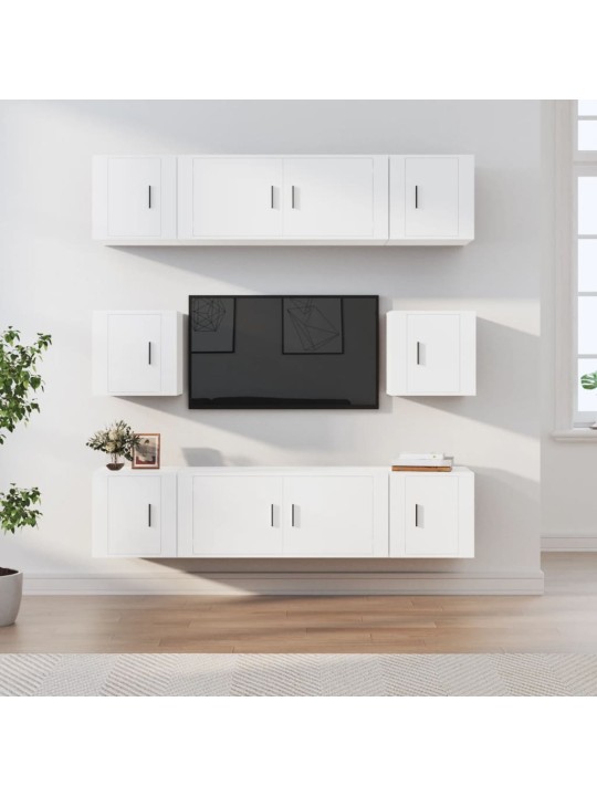 8-osaline telerikappide komplekt, valge, tehispuit