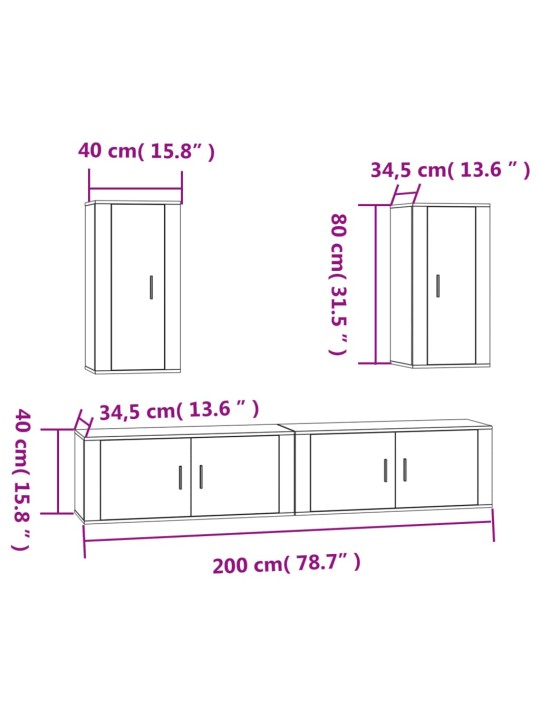 4-osaline telerikappide komplekt, valge, tehispuit