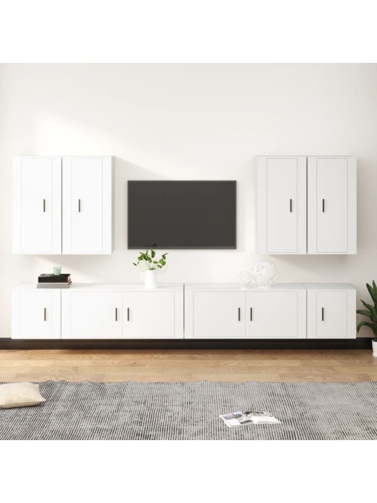 8-osaline telerikappide komplekt, valge, tehispuit