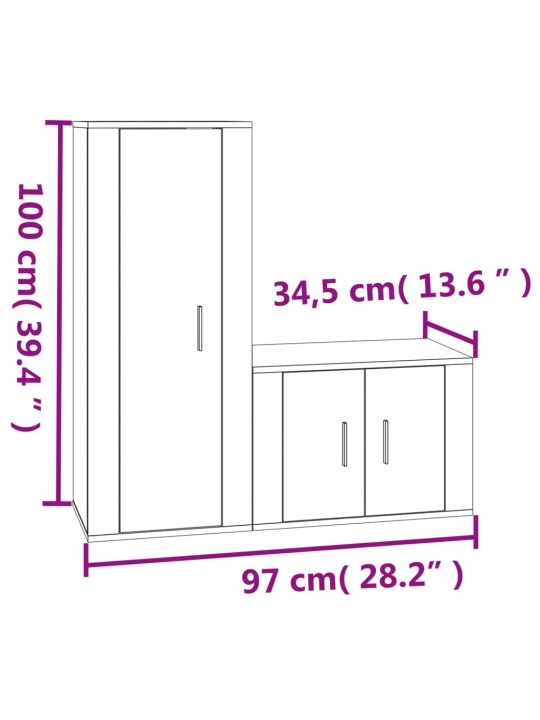 2-osaline telerikappide komplekt, valge, tehispuit