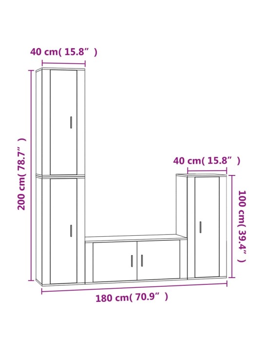 4-osaline telerikappide komplekt, valge, tehispuit