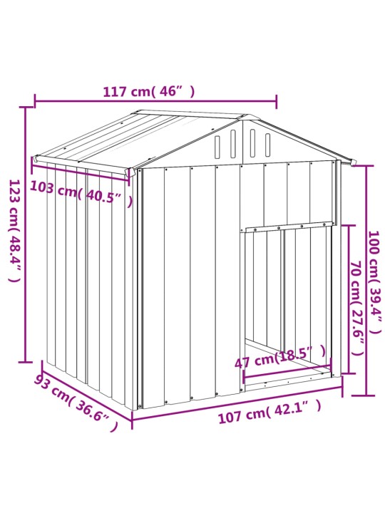 Koerakuut katusega, antratsiithall, 117x103x123 cm, teras