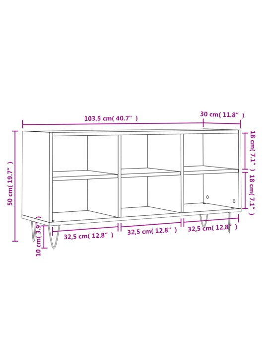 Telerikapp, hall sonoma tamm, 103,5 x 30 x 50 cm, tehispuit