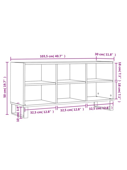 Telerikapp, hall sonoma tamm, 103,5 x 30 x 50 cm, tehispuit