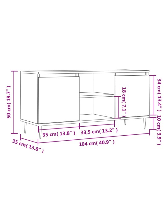 Telerikapp, betoonhall, 104 x 35 x 50 cm, tehispuit