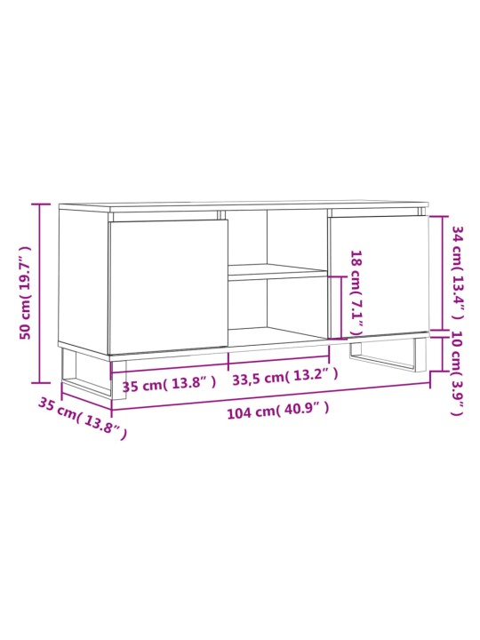 Telerikapp, valge, 104 x 35 x 50 cm, tehispuit