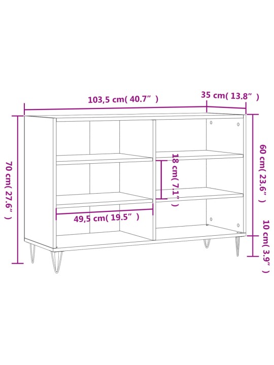 Puhvetkapp, hall sonoma tamm, 103,5 x 35 x 70 cm, tehispuit