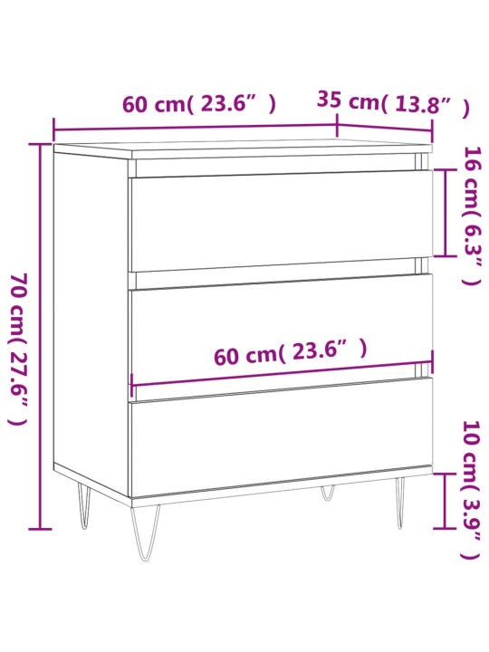 Puhvetkapp, hall sonoma tamm, 60x35x70 cm, tehispuit