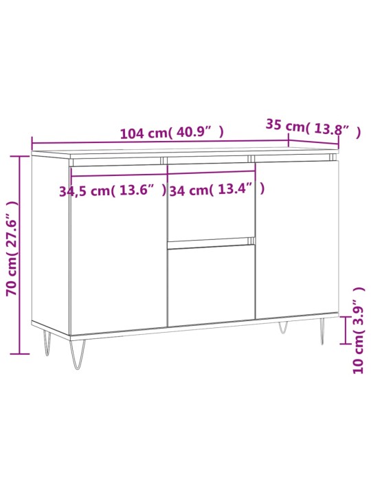 Puhvetkapp, hall sonoma tamm, 104 x 35 x 70 cm, tehispuit