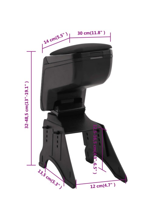 Auto käetugi, universaalne, must, 14 x 30 x (32-48,5) cm, abs