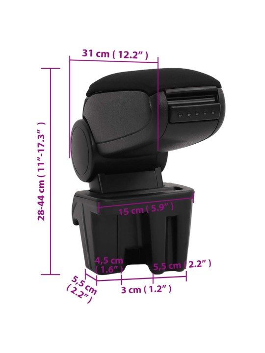 Auto käetugi, must, 15 x 31 x (28-44) cm, abs