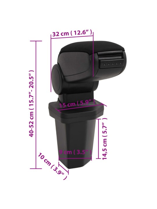 Auto käetugi, must, 15 x 32 x (40-52)cm, abs