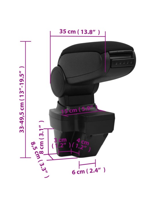 Auto käetugi, must, 15 x 35 x (33-49,5) cm, abs