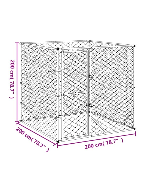 Õue koeraaedik, hõbedane, 2x2x2 m, tsingitud teras