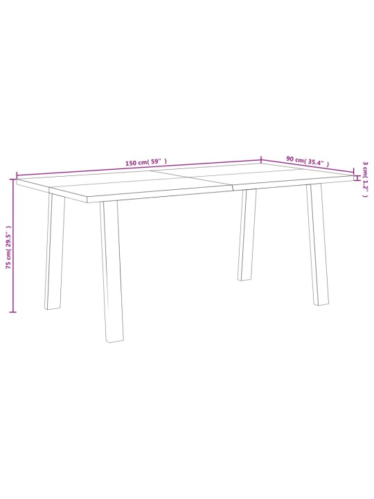 Söögilaud, 150 x 90 x 75 cm, akaatsiapuit