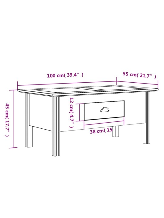 Kohvilaud "bodo", valge, 100x55x45 cm, männipuit