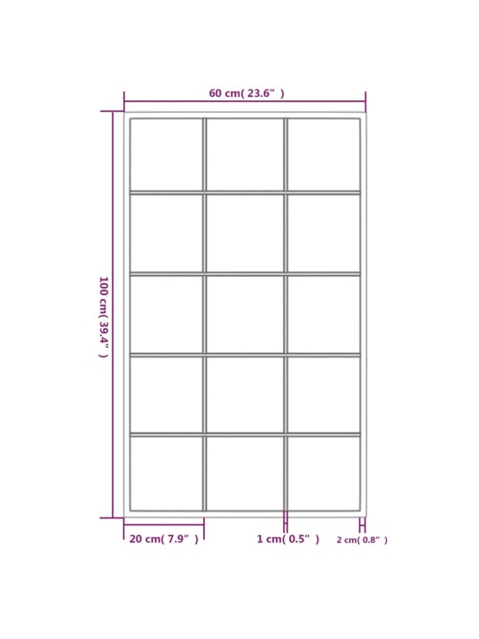 Seinapeeglid 3 tk, must, 100 x 60 cm, metall