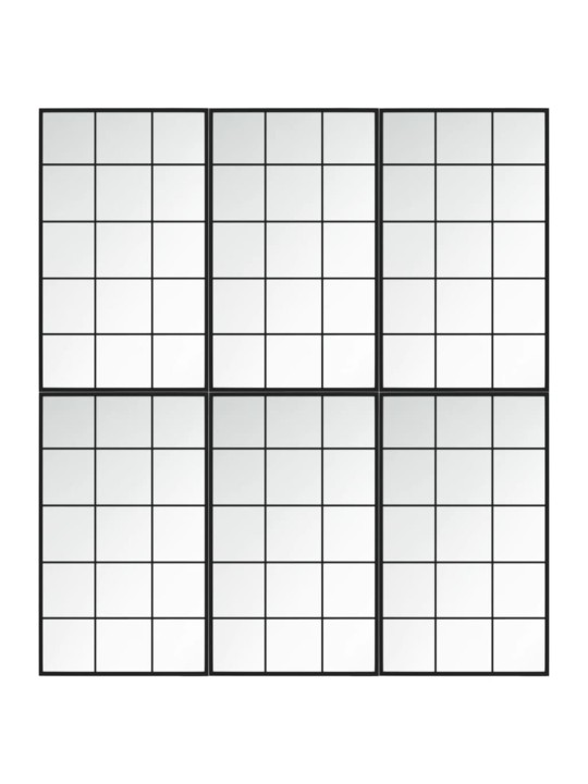 Seinapeeglid 6 tk, must, 100 x 60 cm, metall