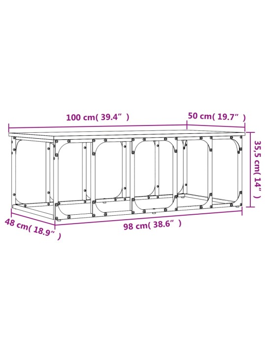 Kohvilaud, hall sonoma tamm, 100 x 50 x 35,5 cm, tehispuit