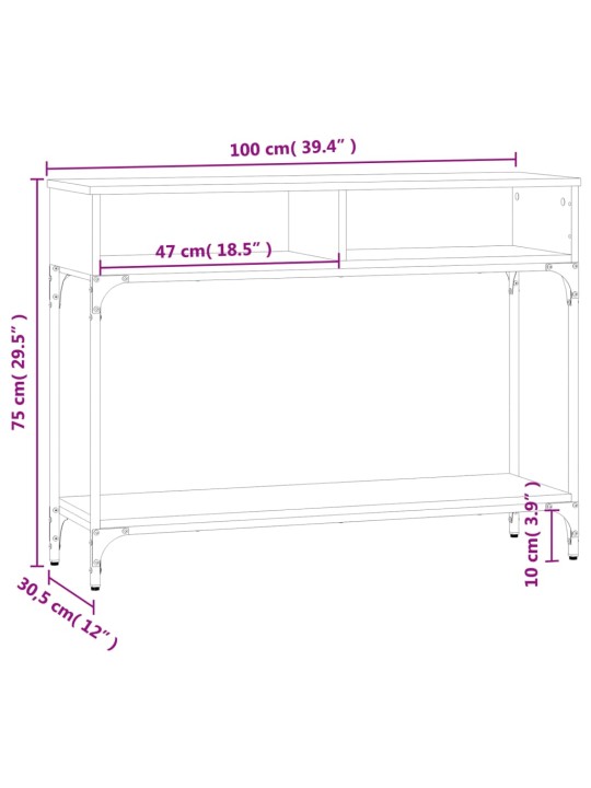 Konsoollaud, must, 100 x 30,5 x 75 cm, tehispuit