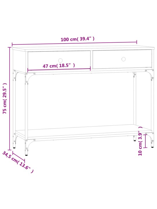 Konsoollaud, suitsutatud tamm, 100 x 34,5 x 75 cm, tehispuit