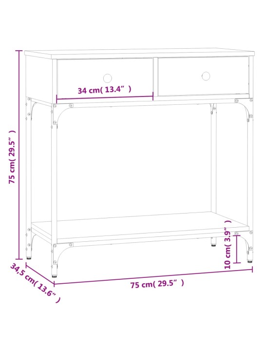 Konsoollaud, must, 75x34,5x75 cm, tehispuit