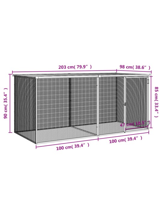 Katusega kanapuur, antratsiithall, 203x98x90 cm tsingitud teras