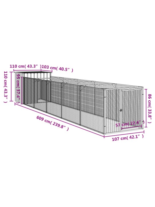 Koerakuut aedikuga, antratsiithall, 110x609x110 cm, teras