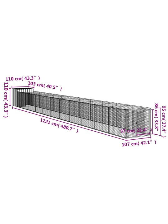 Koerakuut aedikuga, antratsiithall, 110x1221x110 cm, teras