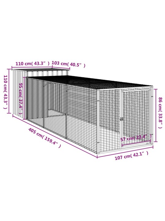 Kanapuur aedikuga, antratsiithall, 110x405x110 cm, teras