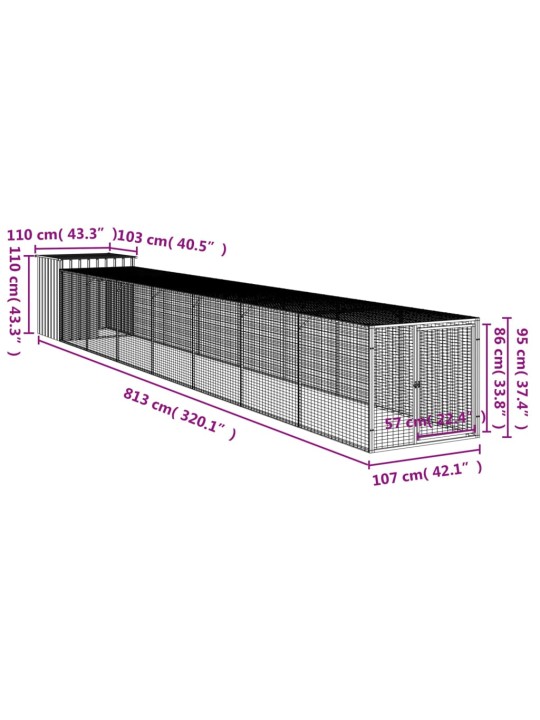 Kanapuur aedikuga, antratsiithall, 110x813x110 cm, teras