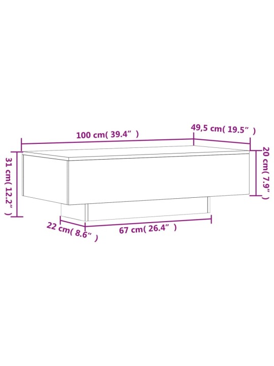 Kohvilaud, suitsutatud tamm, 100 x 49,5 x 31 cm, tehispuit