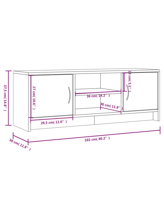 Telerikapp, hall sonoma, 102x30x37,5 cm, tehispuit