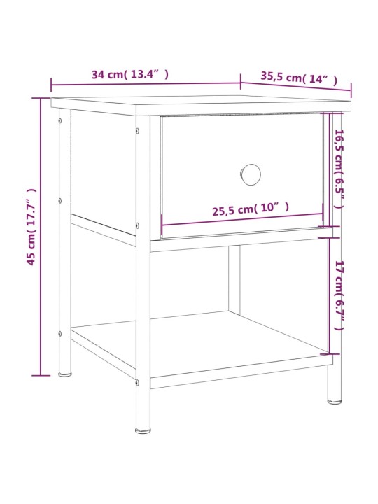 Öökapid 2 tk, hall sonoma tamm, 34 x 35,5 x 45 cm, tehispuit