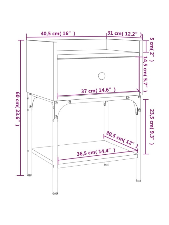 Öökapid 2 tk, suitsutatud tamm, 40,5 x 31 x 60 cm, tehispuit