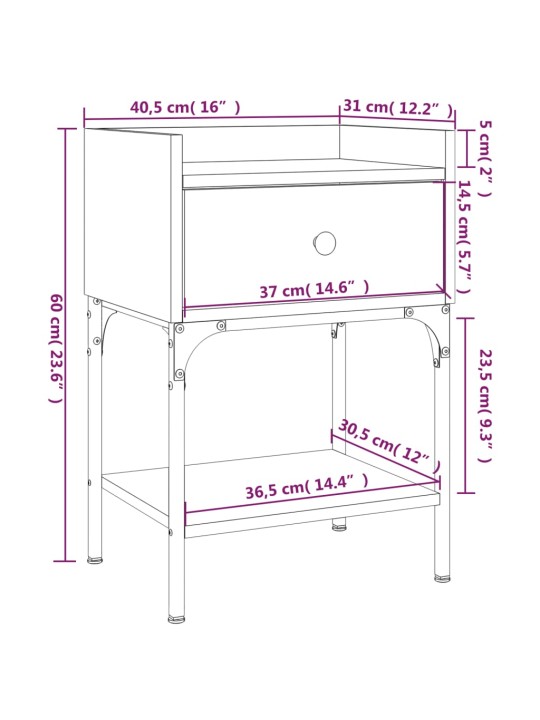 Öökapid 2 tk, hall sonoma tamm, 40,5 x 31 x 60 cm, tehispuit