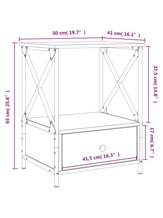 Öökapid 2 tk, hall sonoma tamm, 50 x 41 x 65 cm, tehispuit