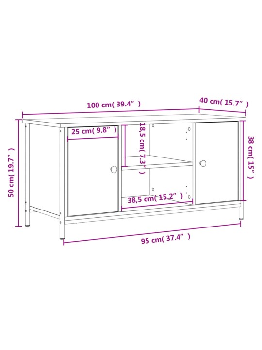 Telerikapp, suitsutatud tamm, 100x40x50 cm, tehispuit