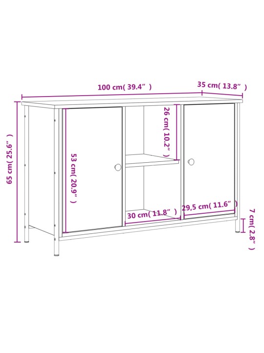 Telerikapp, suitsutatud tamm, 100 x 35 x 65 cm, tehispuit