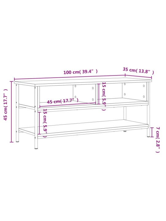 Telerikapp, hall sonoma tamm, 100 x 35 x 45 cm, tehispuit