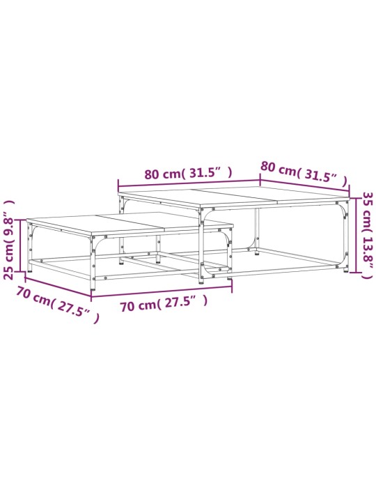 Üksteise alla mahtuvad kohvilauad 2 tk, pruun tamm, tehispuit