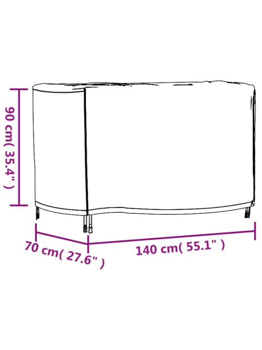 Aiamööbli kate, must, 140 x 70 x 90 cm, veekindel 420d