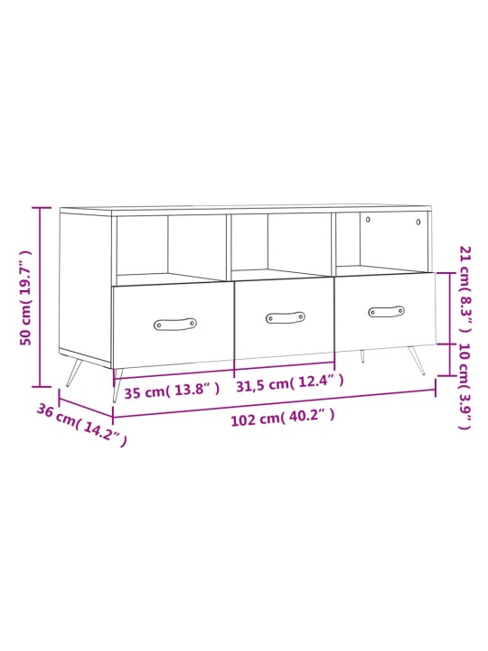 Telerikapp, betoonhall, 102x36x50 cm, tehispuit