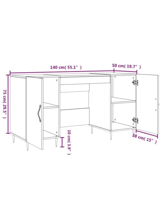 Kirjutuslaud, hall sonoma tamm, 140 x 50 x 75 cm, tehispuit