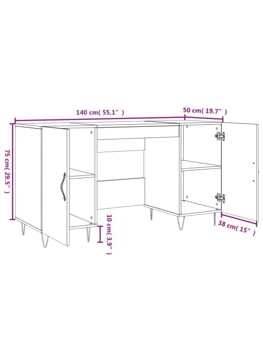 Kirjutuslaud, hall sonoma tamm, 140 x 50 x 75 cm, tehispuit