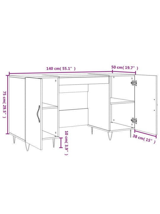 Kirjutuslaud, pruun tamm, 140 x 50 x 75 cm, tehispuit